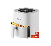 EVVO Friggitrice ad aria senza olio da 6 l, 1700 W, contenitore antiaderente, tecnologia Dual Cyclone, multifunzione, cottura, disidrata, scongelamento, fino a 200 gradi, spegnimento automatico