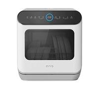 EVVO Lavastoviglie di piccole dimensioni compatte e senza installazione, da tavolo o da lavoro, 2 servizi, 6 pogrammi, asciugatura extra, programma ECO, programma auto-lavaggio, programmabile, mini D
