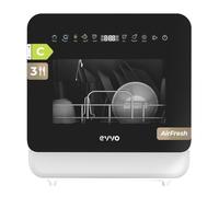 EVVO - Lavastoviglie Mini D Trip 3 - Lavastoviglie compatto da tavolo, 3 servizi, classe energetica C, 6 programmi, asciugatura extra aria fresca, pannello LED touch, casa differita, senza