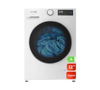 EVVO Lavatrice 12kg, Vapore, Basso consumo, Classe A, Motore Inverter, Hygiene Pro, Lavaggio rapido 15', Tamburo ePROTECT, Inizio differito, 1400 rpm, 15 programmi, Caricamento frontale, Nature (12
