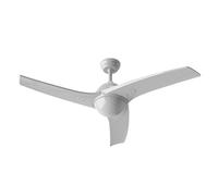 EVVO Ventilatore da soffitto con luce e telecomando V522, motore DC 26 W, silenzioso, Ø132 cm, 3 pale, 6 velocità, timer (Modello: V522 finitura bianca)