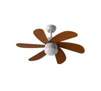 EVVO Ventilatore da soffitto con luce V315 Wood, silenzioso, Ø92 cm, finitura legno, 6 pale, 3 velocità, 56 W, funzione inverno-estate