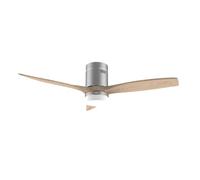 EVVO Ventilatore da soffitto LED e Wi-Fi, silenzioso, Ø132 cm, 3 pale, motore DC 40 W, 6 velocità, timer fino a 4 ore, funzione inverno-estate, protezione IP44 (modello: V550 finitura grigio laccato)