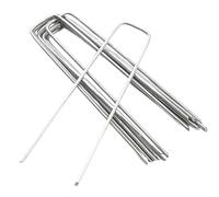 EVWGNPQRV Picchetti a Forma di U per Prato, Picchetti da Giardino a U Argento 50/100 Pz 10x4-15x4 cm Rete Zincata Barriera Anti Erba(100PCS-15X4CM)