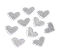 EVWGNPQRV Toppe Ricamate, Toppa Ricamata Applicazione A Cuore Multicolor 2x2,6 cm Termoadesiva Confezione da 10(Silver)