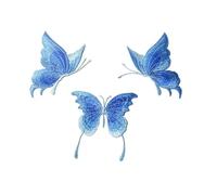 EVWGNPQRV Toppe Ricamate, Toppe Ricamate a Forma di Farfalla in Pizzo Multicolore da 3 Pezzi for Applicazioni Cucire su Indumenti(Deep Blue)