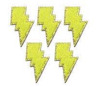 EVWGNPQRV Toppe Ricamate, Toppe Ricamate in ciniglia 5 Pezzi Multicolore 4,3x7,6 cm a Forma di Fulmine termoadesive for Fai da Te(Yellow)