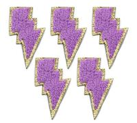 EVWGNPQRV Toppe Ricamate, Toppe Ricamate in ciniglia 5 Pezzi Multicolore 4,3x7,6 cm a Forma di Fulmine termoadesive for Fai da Te(Purple)