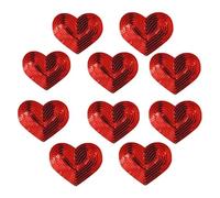 EVWGNPQRV Toppe Ricamate, Toppe Ricamate termoadesive con Paillettes Lucide a Forma di Cuore, 10 Pezzi, Riparazione Multicolore(Red)