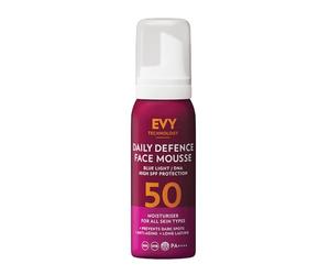 EVY Mousse Giornaliera (75ml) con Protezione Solare SPF 50 - tecnologia anti-invecchiamento avanzata, idratante, senza profumo, vegan. Programma di Sensibilizzazione contro il Cancro della Pelle
