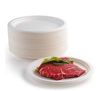 EVYIENEN 50 piatti di carta, bianchi,15 cm, 100% biodegradabili e compostabili, piatti usa e getta, ecologici, per picnic, barbecue (50 pezzi/15CM, bianco)