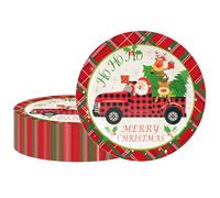 EVYIENEN 50 piatti di carta per feste di Natale, 17,8 cm, usa e getta, piatti di carta da dessert a tema natalizio, per regali di Natale (C)