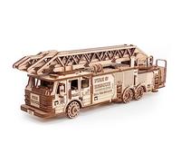 EWA Eco-Wood-Art- Fire Truck Progettista Camion dei Pompieri-Un Modello Meccanico per l'autoassemblaggio 3D in Legno-Puzzle per Adulti e Adolescenti-Montaggio Senza colla-439 Pezzi, Colore Naturale