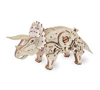 EWA Eco-Wood-Art- Triceratops Triceratopo Meccanico Tridimensionale-Puzzle per Adulti e Adolescenti-Collezione Senza colla-283 Dettagli, Colore Natura