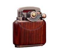 EWDHJK Accendino a Cherosene in Metallo Vintage, Riutilizzabile, Accendino Antico in Legno con Braccio a bilanciere, Un Regalo Pratico for Gli Uomini.(Red)