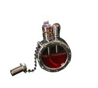EWDHJK Accendino a Cherosene retrò in Metallo Rotondo, Mola con Serbatoio Olio Trasparente visibile, Riutilizzabile, Adatto Come Regalo for Uomo(Silver)