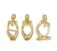EWDHJK Set di Tre sculture d'Arte Astratta raffiguranti la Figura del Pensatore, realizzate in Resina, da Collezione e da Esposizione, Adatte for la casa, Il Soggiorno.(Yellow)