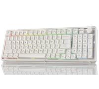 EWEADN V99 Tastiera meccanica wireless a 99 tasti con guarnizione hot swap personalizzata con interruttori pre-lubrificati, manopola, retroilluminazione RGB BT5.0/2.4G/USB-C cremosa (interruttore Snow
