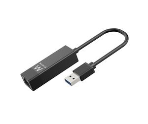 Ewent Adattatore Ethernet USB, Convertitore di Rete Lan RJ45 a 1 Porta, USB 3.2 Gen1 a Gigabit Ethernet 10/100/1000 Mbps, Plug&Play, per Notebook/PC, Compatibile con Windows Mac OS Linux Mi Box, 15 cm