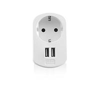 Ewent Adattatore Presa USB,Adattatore da viaggio,Caricabatterie Universale con Presa Schuko e 2 Porte USB 3.1, Caricatore USB per iPhone, Samsung Galaxy, Smartphone Android, Tablet - Bianco, Compatto