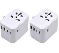 Ewent Adattatore Universale da Viaggio, Presa Universale da Viaggio con 2 porte USB e 3 Type-C, Adattatore da Viaggio Italia Inghilterra Germania America Australia e oltre 224 paesi,Protezione Bambini