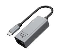 Ewent Adattatore USB-C a Gigabit Ethernet RJ45 | USB 3.2 Gen1 SuperSpeed 10/100/1000 Mbps, Convertitore Rete LAN, Plug & Play, Cavo 15cm in Alluminio Nero