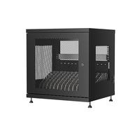 Ewent Armadio di Ricarica da 14 Slot, Armadietto di Ricarica per Telefono Cellulare, Tablet e Notebook, Cassaforte a Chiave in Acciaio Nero, Stazione di Ricarica con 2 Multiprese a 8 prese