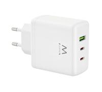 Ewent Caricabatterie Rapido GaN 65W 3 Porte con 2 USB-C PD e 1 USB-A QC 3.0, Alimentatore Compatto Fast Charger per iPhone 17, MacBook, iPad, Samsung Galaxy, Notebook, Tablet, PPS Power Delivery