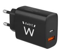 Ewent Caricabatterie USB C, Caricatore USB-C per iPhone 16/15/14/13/12/11/Pro/Max/Mini/SE/X/XR/XS/8/7, iPad Pro/Air, Air/Pods Pro, Samsung, Huawei, XiaoMi etc.,2-porte,20W Type C Super Veloce,Nero