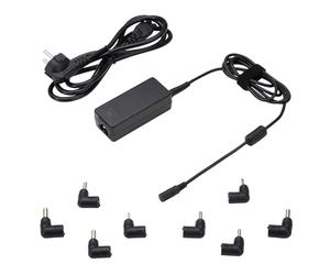 Ewent Caricatore Universale 45W per PC Portatile, Alimentatore Notebook a 8 Connettori (NO USB-C) per Samsung, Acer, HP, ASUS, Toshiba, Protezione OTP/OVP/OCP/OLP, Cavo DC 1.5mt - Cavo AC 1.5mt