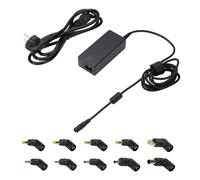 Ewent Caricatore Universale 65W per PC Portatile, Alimentatore Notebook a 10 Connettori (NO USB-C) per HP, ACER, SAMSUNG, DELL, LENOVO, ASUS, Protezione OTP/OVP/OCP/OLP, Cavo DC 1.5mt - Cavo AC 1.5mt