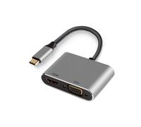 EWENT cavo adattatore video USB tipo-C a HDMI e VGA 0,15 m Nero Argento
