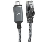 Ewent Cavo da Ethernet a USB-C, Adattatore USB C a Ethernet Gigabit RJ45,Collegamento Rapido e Diretto,Compatibile con Thunderbolt 4/5,per MacBook,Laptop e dispositivi USB4, Cavo intrecciato,1.5 METRI