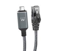 Ewent Cavo da Ethernet a USB-C, Adattatore USB C a Ethernet Gigabit RJ45,Collegamento Rapido e Diretto,Compatibile con Thunderbolt 4/5,per MacBook,Laptop e dispositivi USB4, Cavo intrecciato,5 METRi