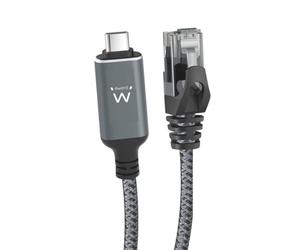 Ewent Cavo da Ethernet a USB-C, Adattatore USB C a Ethernet Gigabit RJ45,Collegamento Rapido e Diretto,Compatibile con Thunderbolt 4/5,per MacBook,Laptop e dispositivi USB4, Cavo intrecciato,1 METRO