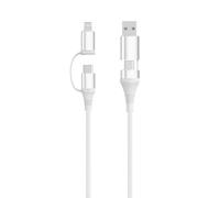 Ewent Cavo di Ricarica Rapida 4 in 1, USB-C e USB-A a USB-C e Lightning, 60 W, USB 2.0 480 Mbps, 1 m, 3 A, Bianco