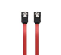 Ewent Cavo SATA III, Velocità 6Gbits con Clips in metallo, SATA L-Type, Rosso, 0.7 m