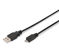 Ewent Cavo USB 2.0 Tipo A/Maschio a B/Micro, Ricarica e Sincronizzazione per Smartphone Samsung, Navigatori, Fotocamere Digitali, Mp3, Doppia Schermatura AWG 28 in Rame, 1.8m, Nero