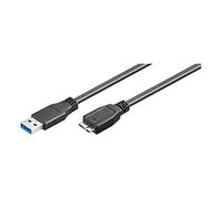 Ewent Cavo USB 3.0 Tipo A/Maschio a A/Micro, Doppia Schermatura AWG 28 in Rame, velocità di Trasferimento Fino a 5GMbit, 1m, Nero