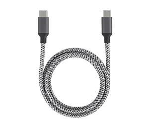 Ewent Cavo USB-4 Gen3 Type-C a Type-C 2m Fabric Bicolore Bianco/Nero,Trasferimento Dati 40 Gbps,Video fino a 8K 120 Hz, Ricarica Power Delivery 240W,Compatibile Thunderbolt/Laptop/Tablet/Smartphone