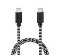 Ewent Cavo USB-C a USB-C 0.5m - cavo PD100W (20V/5A) + trasmissione dati 480 Mbps, Intrecciato in Tessuto Premium Bianco/Nero, Ricarica rapida per Apple,Android,Samsung,Smartphone,Tablet,Laptop etc.