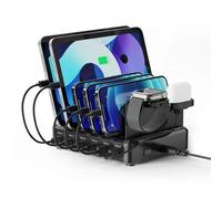 Ewent Stazione di Ricarica Universale 6 Porte USB (4xUSB-C 65W+2xUSB-A), Europlug 130W, con Supporto SmartWatch e Auricolari, Per Smartphone/Tablet/Laptop, Ricarica Rapida PD3.0/QC3.0, Design Compatto