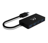 Ewent EW1136 Hub USB 3.0 4 Porte per la Trasmissione di Dati, Hub USB Multiporta sottile con connettore DC per Alimentazione esterna, Velocità di trasferimetno 5 Gbps