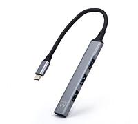 Ewent EW1145 Hub USB C, Hub 4 porte Ultra Slim Data, Hub con 3 porte USB A 2.0, 1 porta USB A 3.2, Hub Slim tipo A per Macbook Pro/Air, Laptop, PS5/PS4 e sistemi Mac OS, Windows, Android, in Alluminio