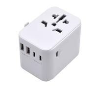 Ewent EW1470 Adattatore da viaggio universale con 4 prese a muro + 5 porte USB Bianco