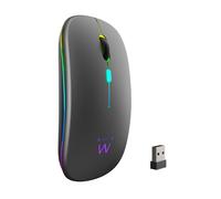 Ewent Mouse Wireless Ricaricabile con Luci RGB | Bluetooth 5.2 & 2.4 GHz | DPI Regolabile (800/1200/1600) | Pulsanti Silenziosi | Compatibile con Windows, Mac, iOS, Android