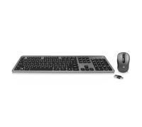 Ewent EW3263 -Tastiera e Mouse Wireless, Tastiera Completa con 13 Tasti Multimedia, Silenzioso e di Basso Profilo, Sistema di Risparmio Energetico, Colore Nero