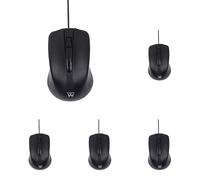 Ewent EW3300 - Mouse ottico con cavo USB a 3 pulsanti, 1000 DPI, design ergonomico, ambidestro, PC/Mac / Laptop/Chromebook - Nero (Confezione da 5)