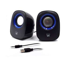 Ewent EW3501 - Sistema Audio 2.0 Speaker Casse Stereo, Alimentate via USB, Nero/Blu