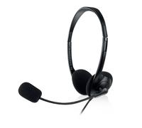 Ewent EW3568 - Auricolari con Microfono USB - Ideale per Videochiamate, Giochi e Musica - Archetto Regolabile - Con Sistema Plug&Play - Cavo Extra Lungo - Colore Nero